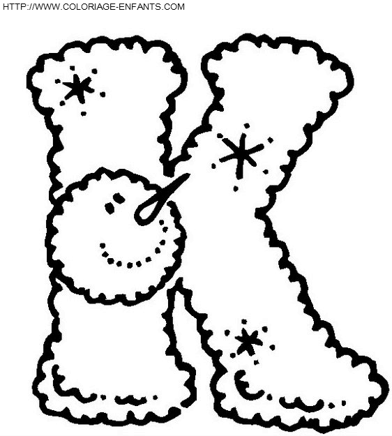 coloriage bonhomme neige lettre K