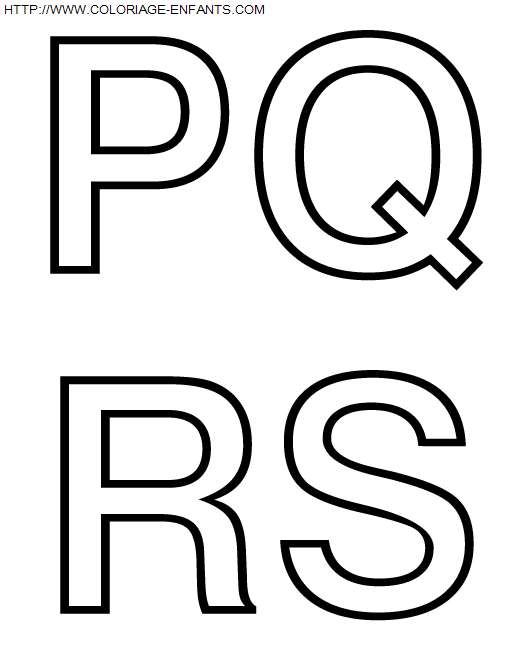 coloriage Alphabet Simple avec les lettres PQRS