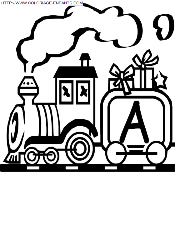coloriage Alphabet Train Lettre A