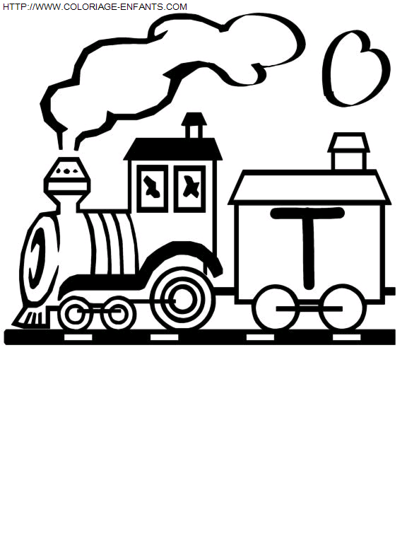 coloriage Alphabet Train Lettre T