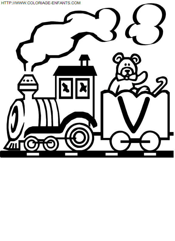 coloriage Alphabet Train Lettre V
