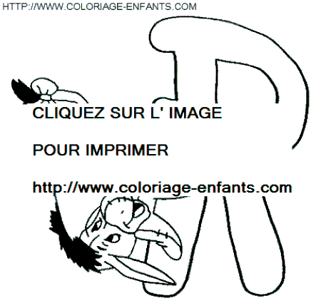 coloriage Alphabet Winnie lettre R avec Bourriquet