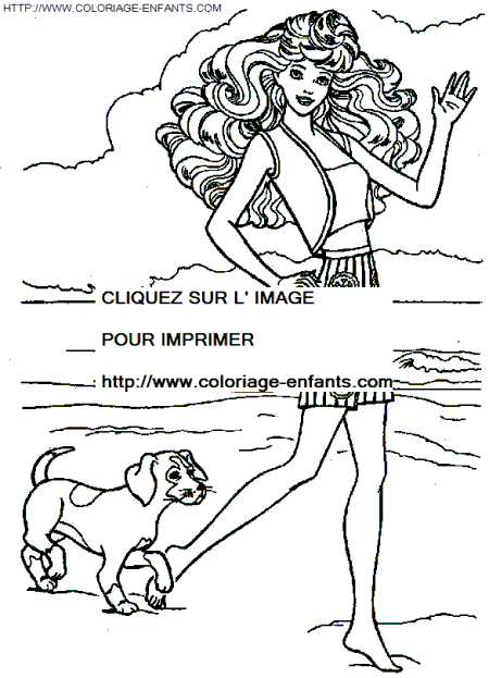 coloriage barbie et son petit chien