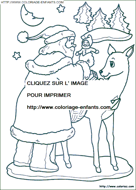 Coloriage Fetes Noel Pere Noel Rennes gratuit à colorier  Fetes Noel