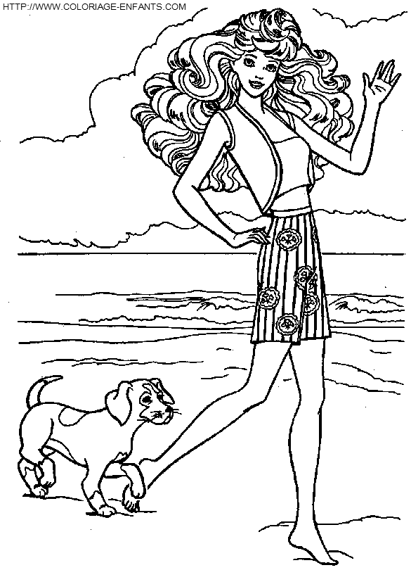 coloriage barbie et son petit chien