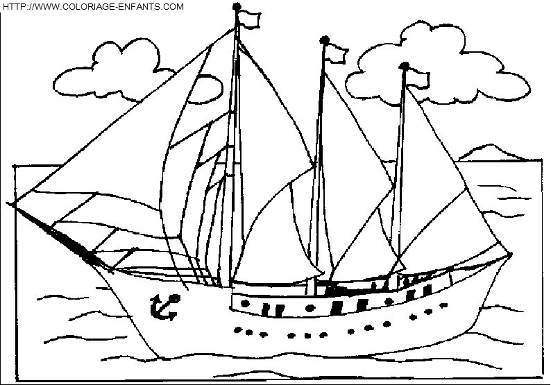 coloriage bateau marchand