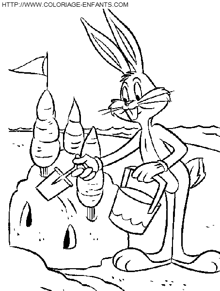coloriage bugs bunny a la plage