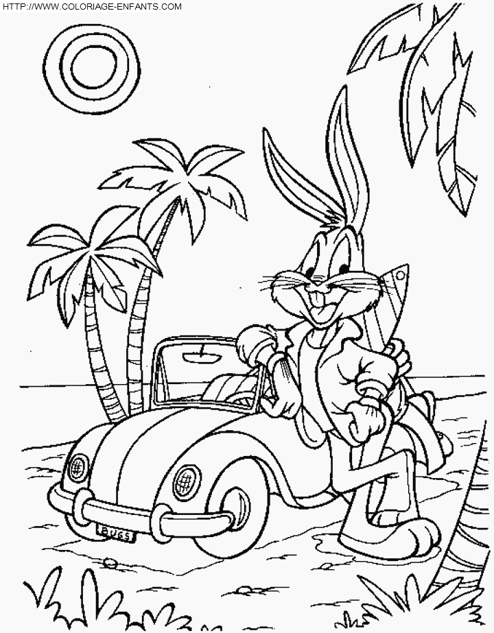 coloriage bugs bunny en vacances