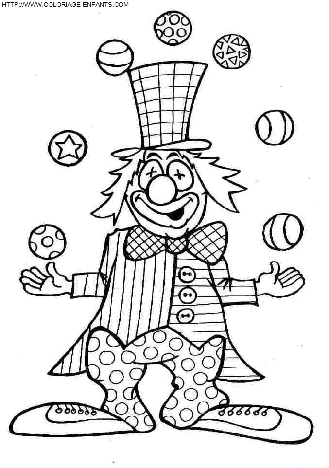 coloriage cirque jonglerie de clown