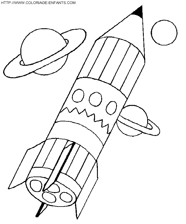 Coloriage espace fusee decollant à imprimer et à colorier