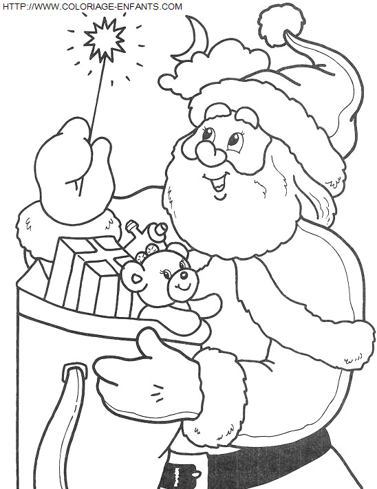 Coloriage Fetes Noel Pere Noel Cadeaux à imprimer et à colorier