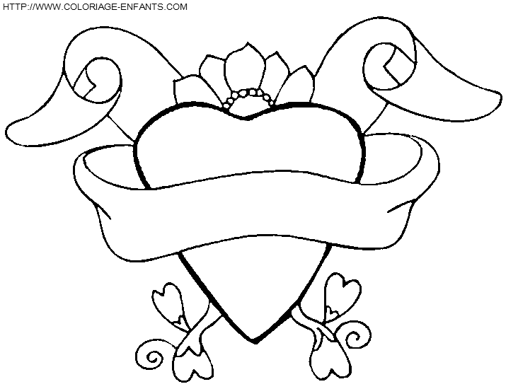 dessin coeur a colorier st valentin