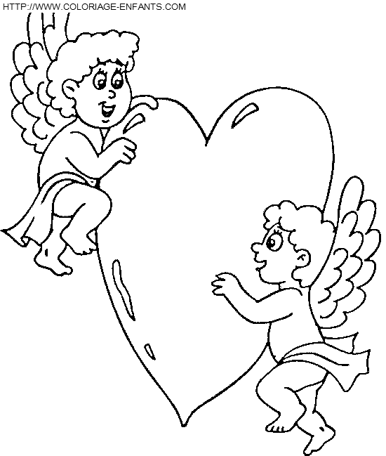 coloriage saint valentin cupidon