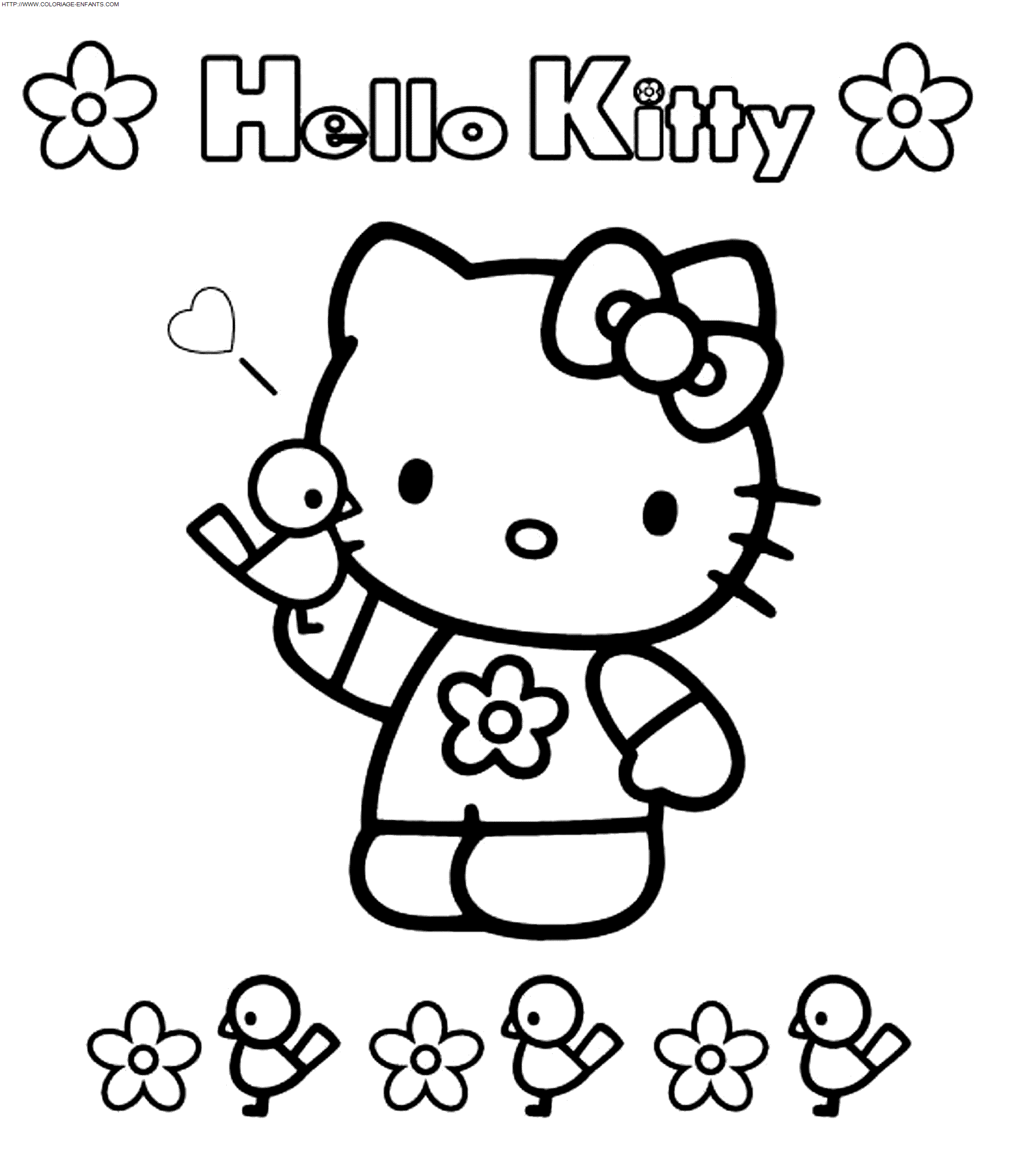Coloriage Fille Hello Kitty