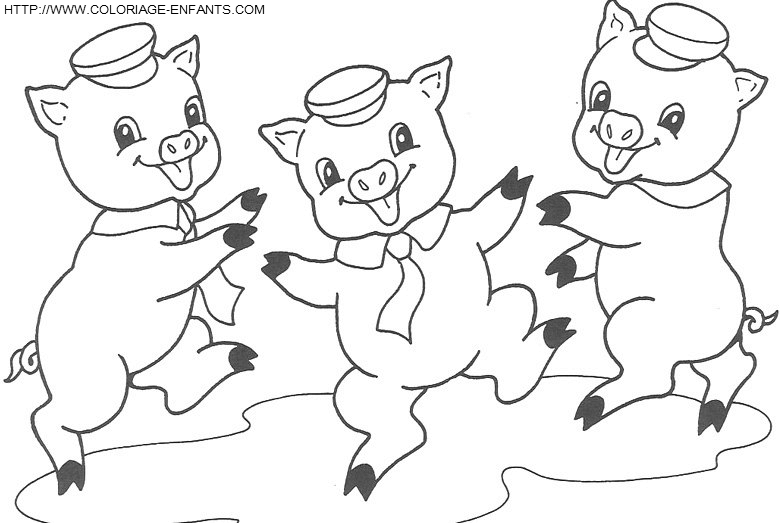 coloriage trois petits cochons