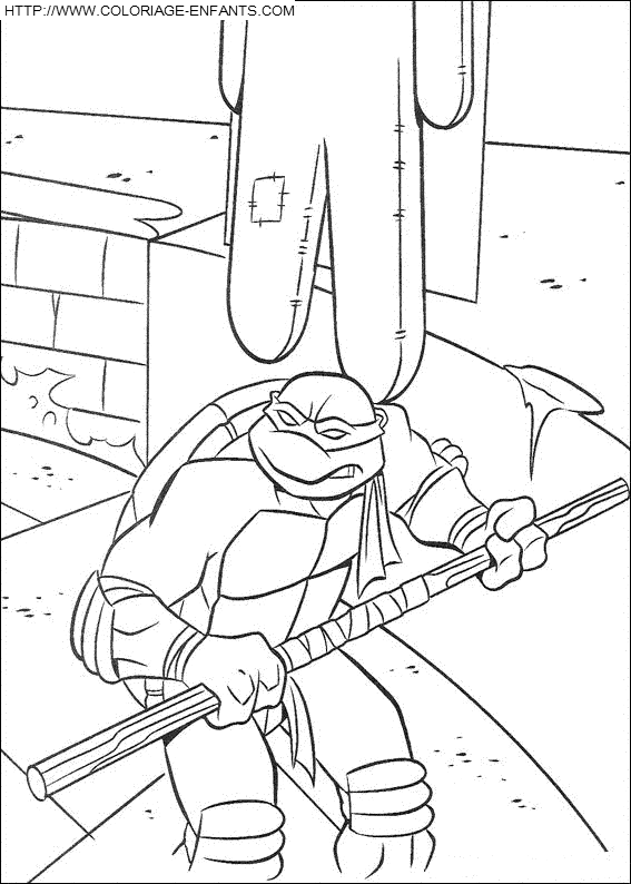 coloriage les tortues ninja donatello pris au piege