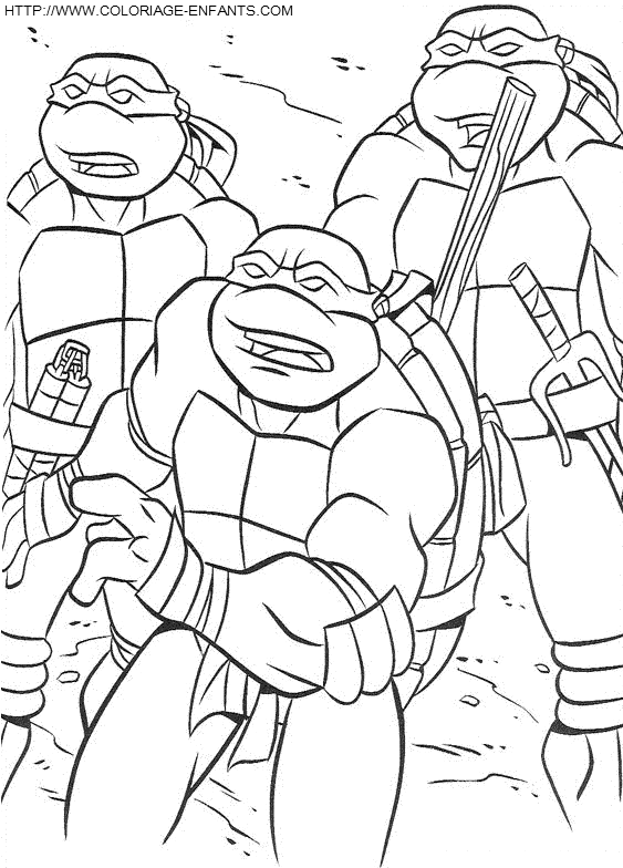 coloriage les tortues ninja tous unis