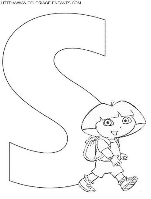 coloriage Alphabet Dora lettre S