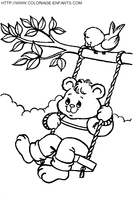 coloriage ours sur une balancoire
