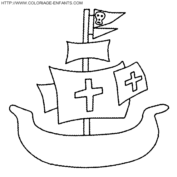 coloriage pirate bateau