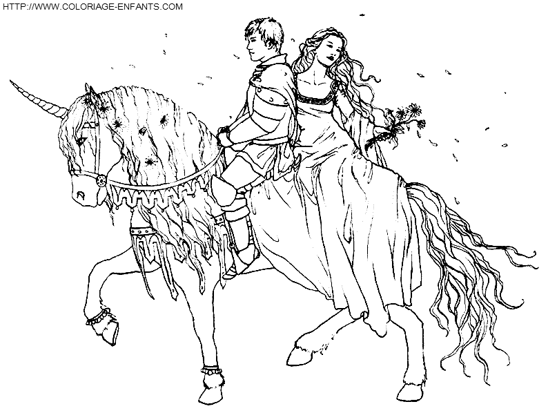 coloriage princesse a cheval