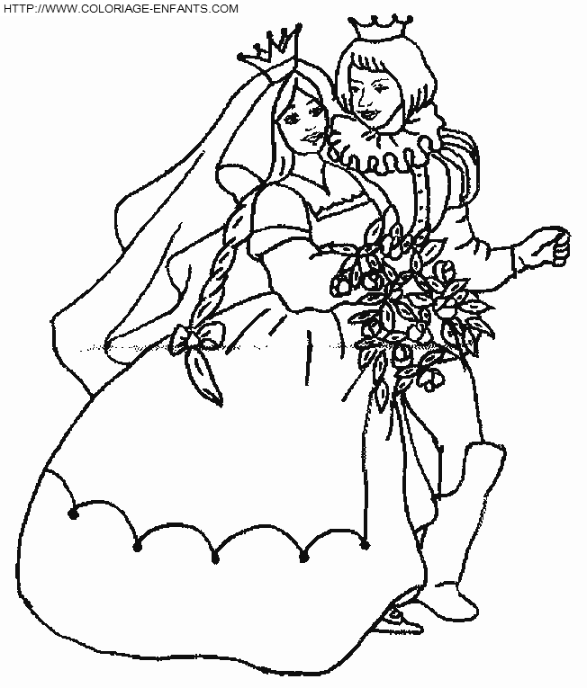 coloriage princesse mariage