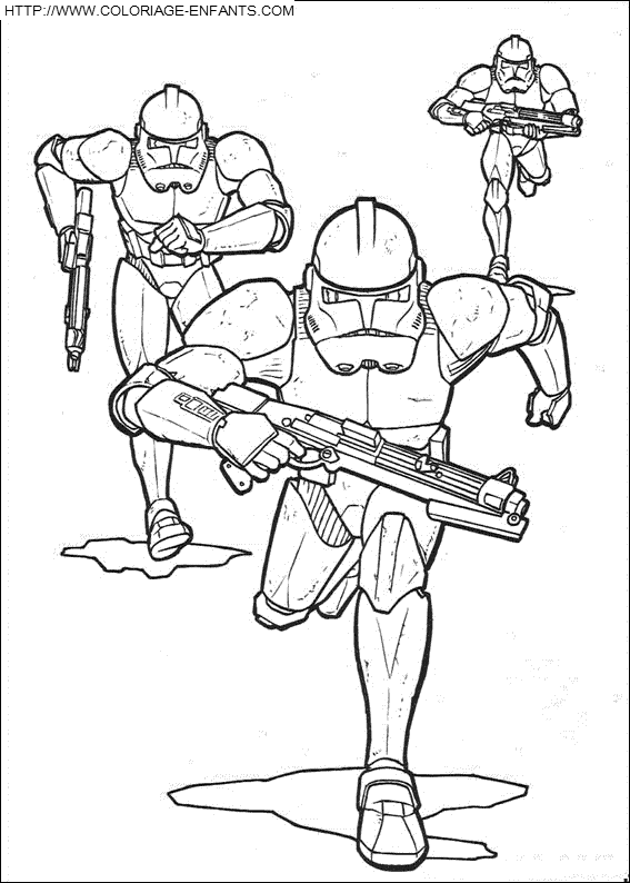 coloriage star wars clones en attaque