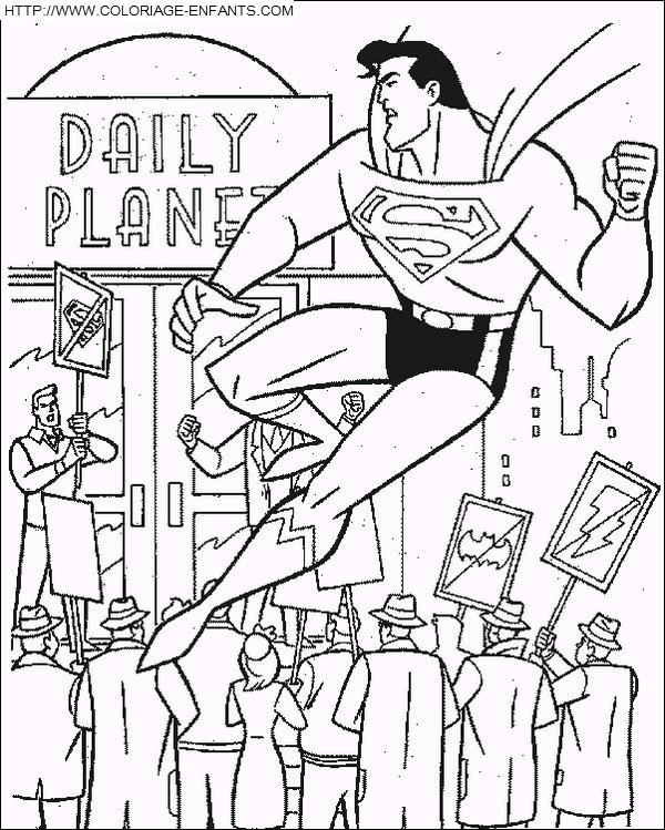 coloriage superman devant le journal