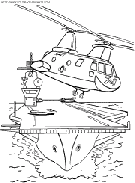 coloriage helicoptere decollant du porte avion