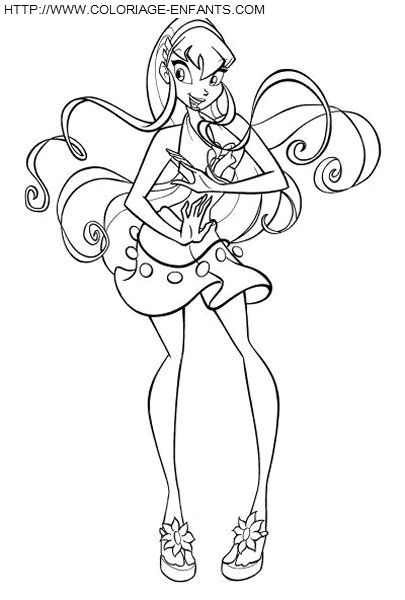 coloriage winx flora attention