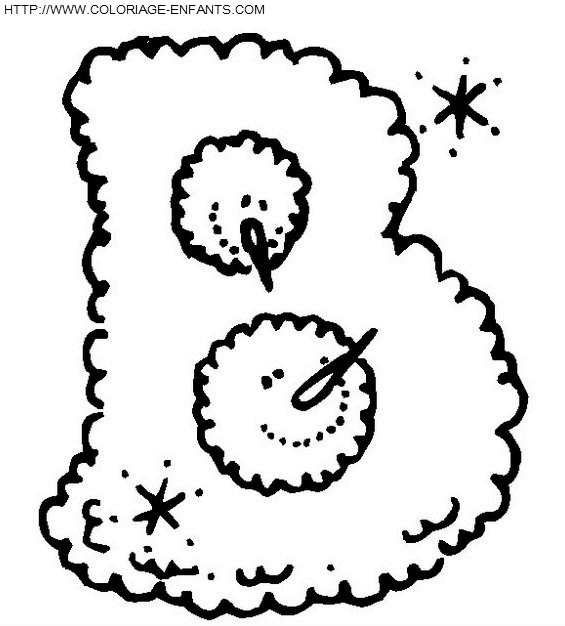 coloriage bonhomme neige lettre B