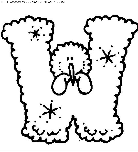 coloriage bonhomme neige lettre W