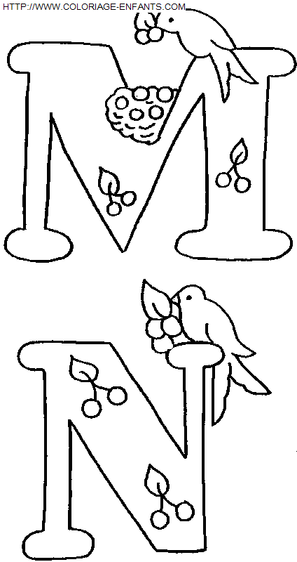 coloriage Alphabet Oiseaux