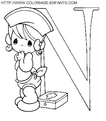 coloriage Alphabet Personnages lettre N