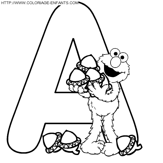 coloriage alphabet rue sesame lettre a avec elmo