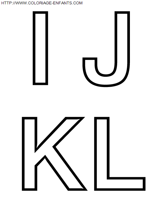 coloriage Alphabet Simple avec les lettres IJKL