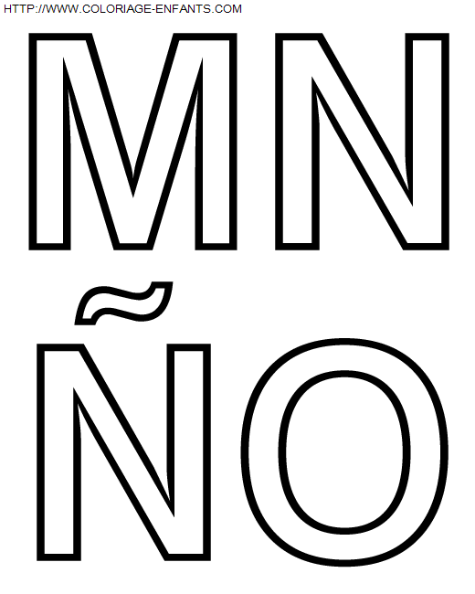 coloriage Alphabet Simple avec les lettres MNO