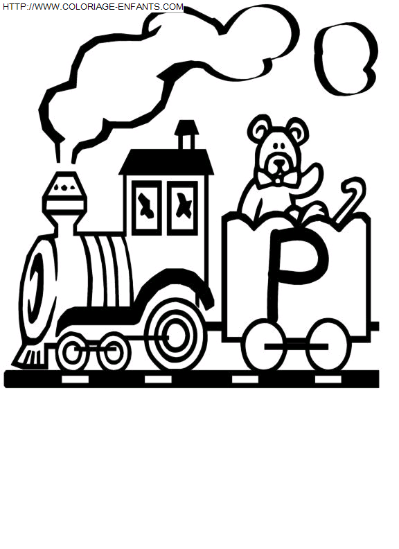 coloriage Alphabet Train Lettre P