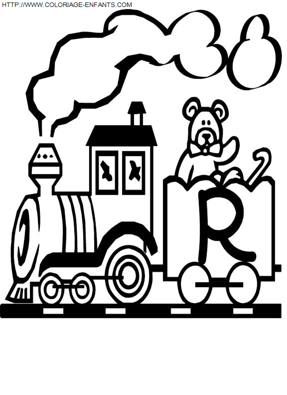 coloriage Alphabet Train Lettre R