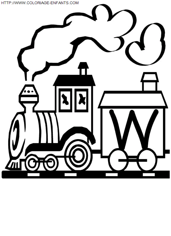 coloriage Alphabet Train Lettre W