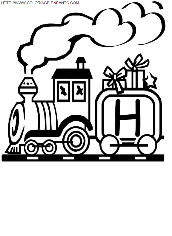 coloriage Alphabet Train Lettre H