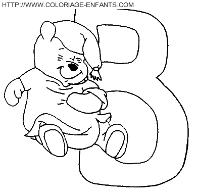 coloriage Alphabet Winnie lettre B avec Winnie