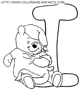 coloriage Alphabet Winnie lettre I avec Winnie