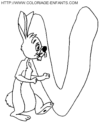 coloriage Alphabet Winnie lettre V avec le lapin