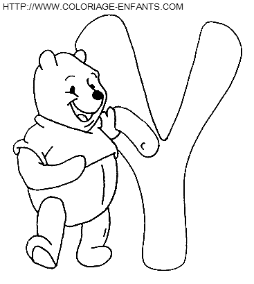 coloriage Alphabet Winnie lettre Y avec Winnie