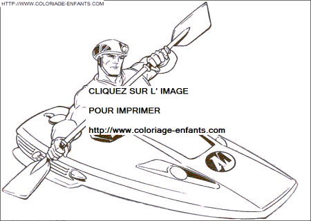 coloriage action man en canoe kayak motorise