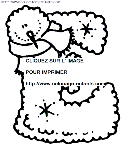 coloriage bonhomme neige lettre E