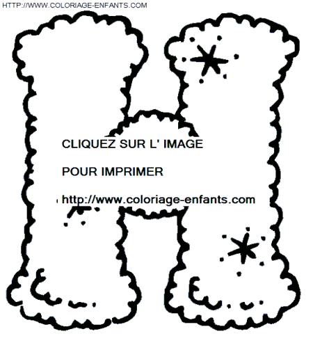 coloriage bonhomme neige lettre H