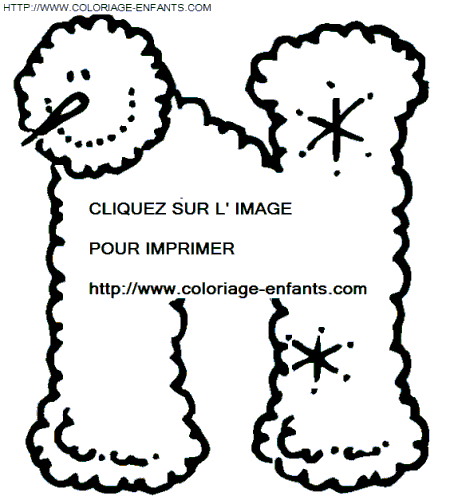 coloriage bonhomme neige lettre N