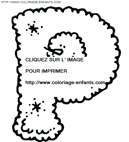 coloriage bonhomme neige lettre P